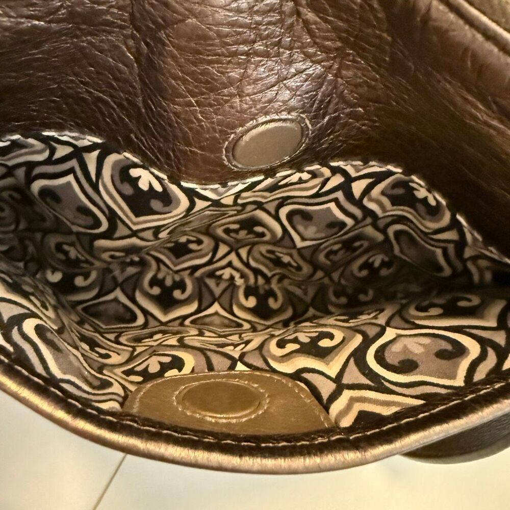 Brighton Zoe Metallic Bronze Crinkle Leather Crossbody Bag - Picture 11 of 16